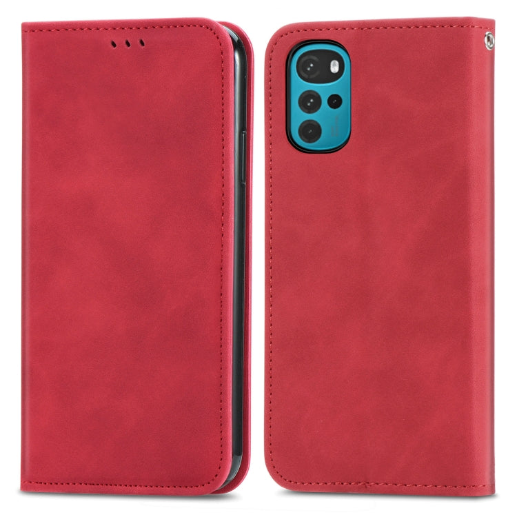 For Motorola Moto G22 Retro Skin Feel Magnetic Leather Phone Case