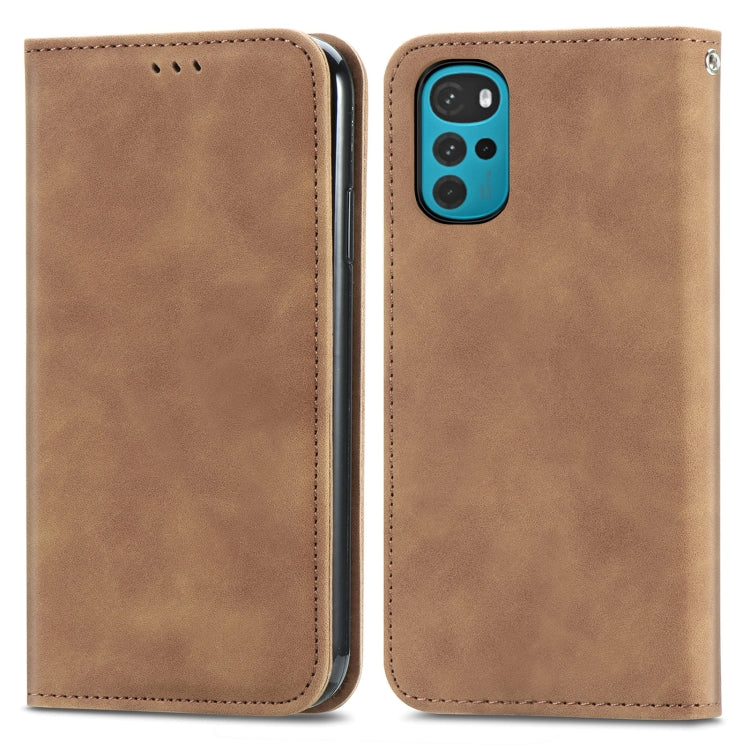 For Motorola Moto G22 Retro Skin Feel Magnetic Leather Phone Case