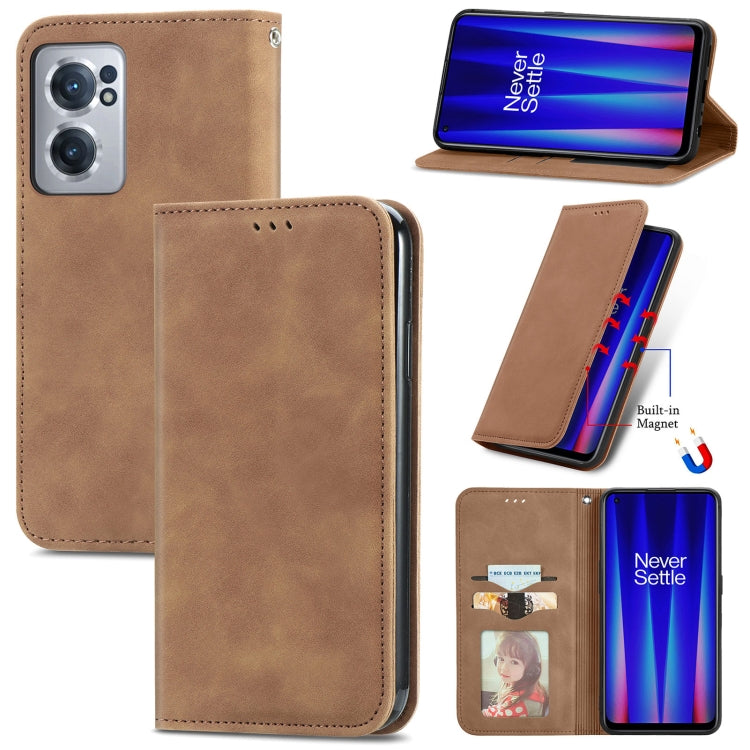 For OnePlus Nord CE 2 5G Retro Skin Feel Magnetic Leather Phone Case