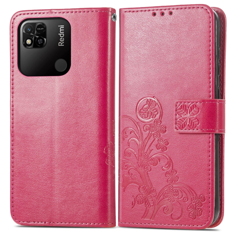 For Xiaomi Redmi 10A Four-leaf Clasp Embossed Buckle Leather Phone Case