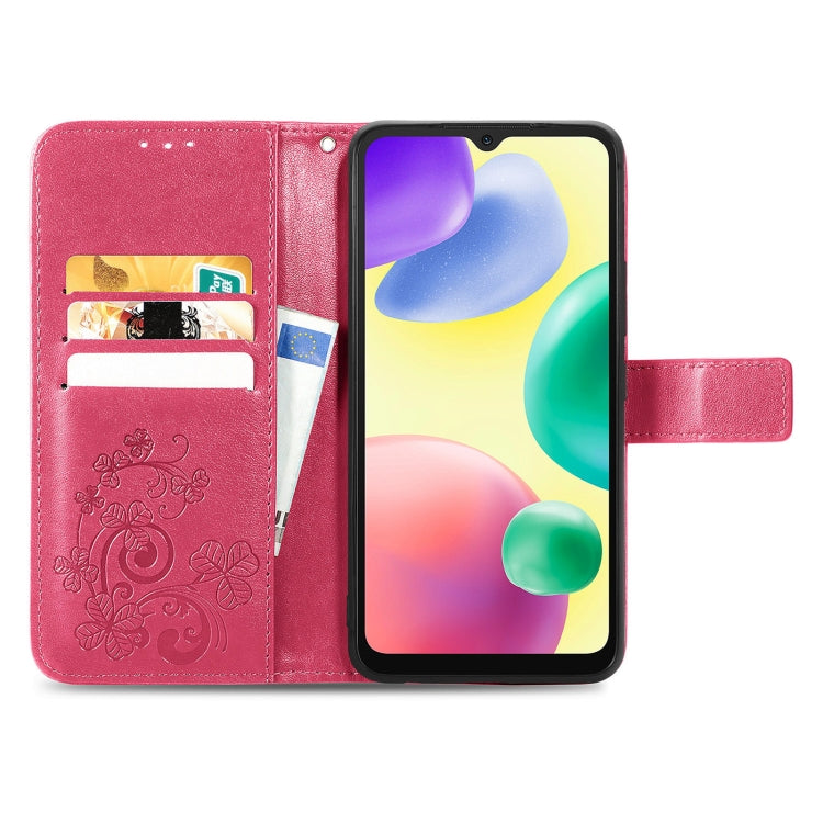 For Xiaomi Redmi 10A Four-leaf Clasp Embossed Buckle Leather Phone Case