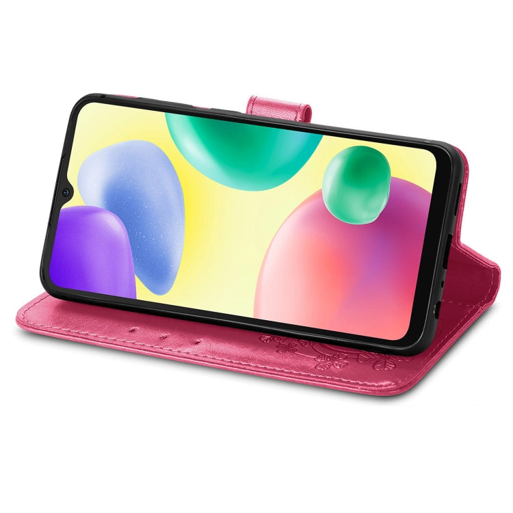 For Xiaomi Redmi 10A Four-leaf Clasp Embossed Buckle Leather Phone Case