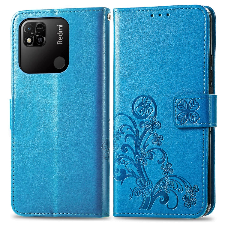 For Xiaomi Redmi 10A Four-leaf Clasp Embossed Buckle Leather Phone Case