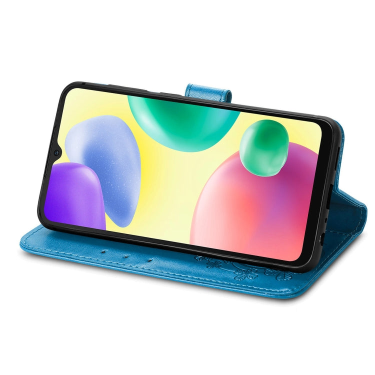 For Xiaomi Redmi 10A Four-leaf Clasp Embossed Buckle Leather Phone Case