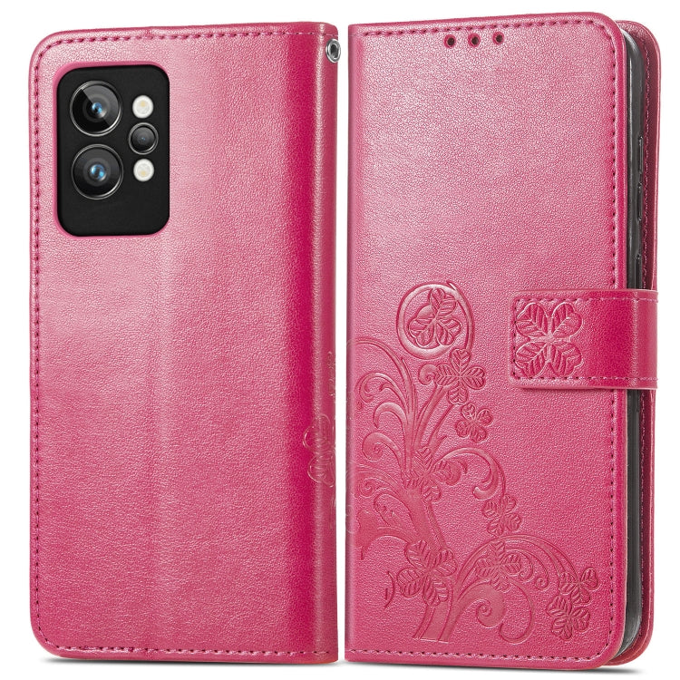 For OPPO Realme GT2 Pro Four-leaf Clasp Embossed Buckle Leather Phone Case