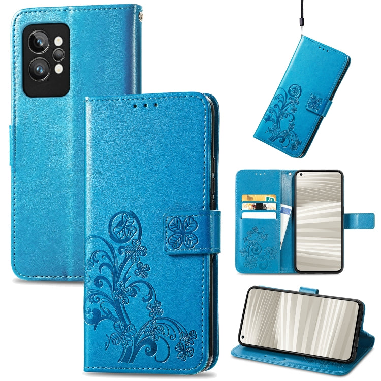 For OPPO Realme GT2 Pro Four-leaf Clasp Embossed Buckle Leather Phone Case