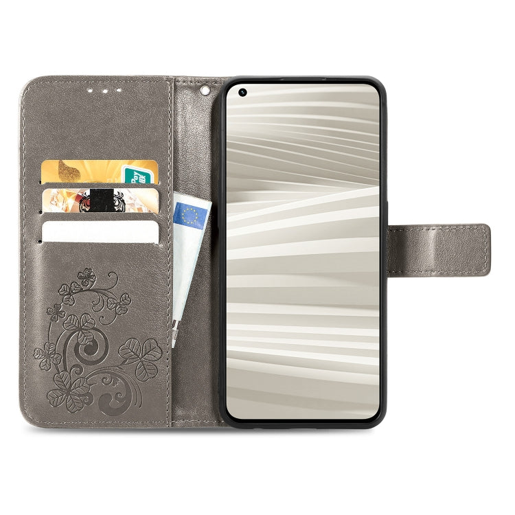 For OPPO Realme GT2 Pro Four-leaf Clasp Embossed Buckle Leather Phone Case