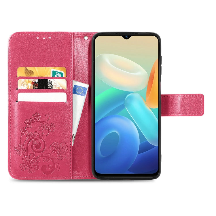 For vivo Y55 5G Four-leaf Clasp Embossed Buckle Leather Phone Case