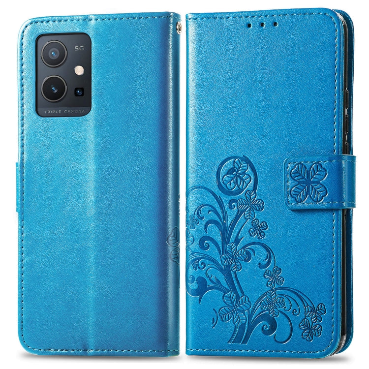 For vivo Y55 5G Four-leaf Clasp Embossed Buckle Leather Phone Case