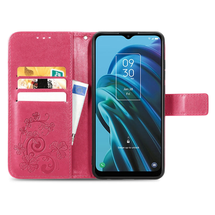 For TCL 30 XE 5G Four-leaf Clasp Embossed Buckle Leather Phone Case