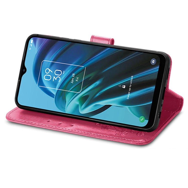 For TCL 30 XE 5G Four-leaf Clasp Embossed Buckle Leather Phone Case