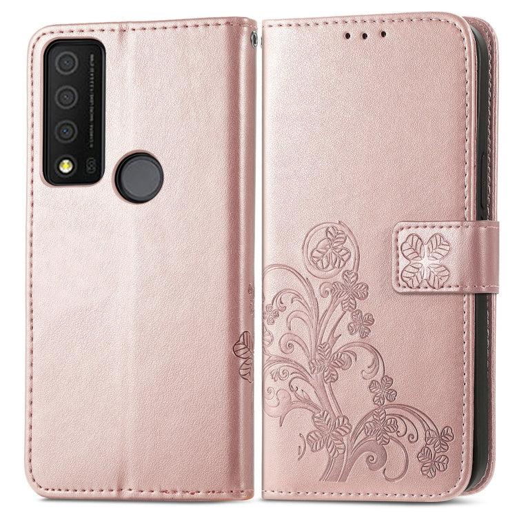 For TCL 30 XE 5G Four-leaf Clasp Embossed Buckle Leather Phone Case