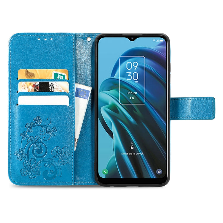 For TCL 30 XE 5G Four-leaf Clasp Embossed Buckle Leather Phone Case