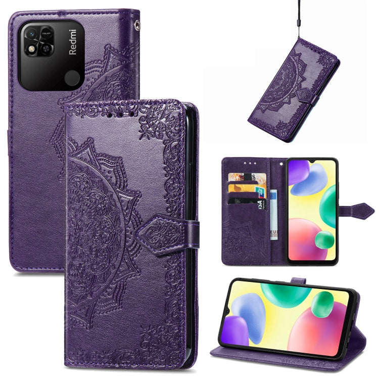 For Xiaomi Redmi 10A Mandala Flower Embossed Leather Phone Case