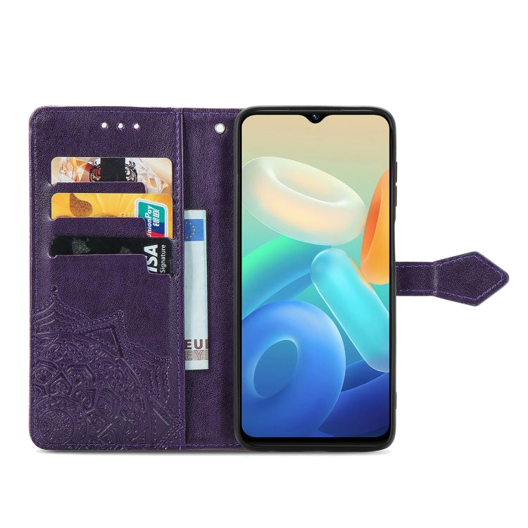 For vivo Y55 5G Mandala Flower Embossed Leather Phone Case