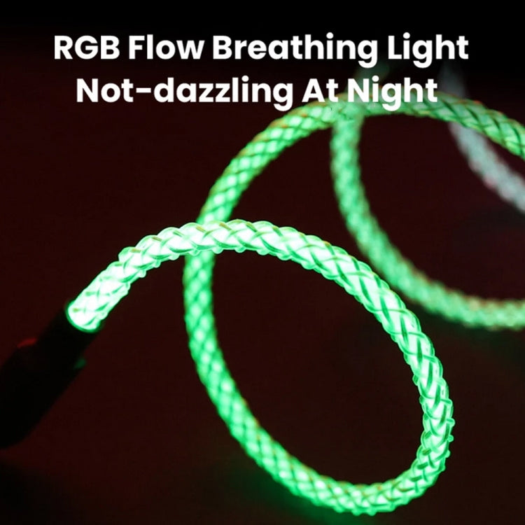 XJ-82 USB to Type-C RGB Stream Light Fast Charging Data Cable, Length: 1m