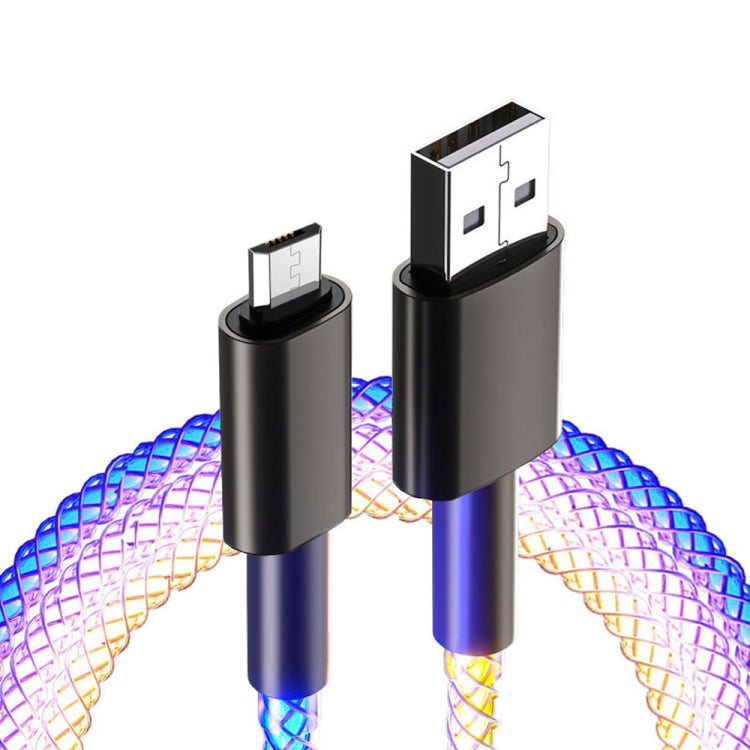 XJ-84 USB to Micro USB Aluminium Alloy RGB Stream Light Fast Charging Data Cable, Length: 1m