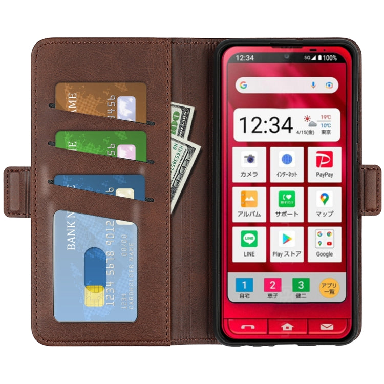 For Sharp Aquos Simple Sumaho 6 Dual-side Magnetic Buckle Leather Phone Case