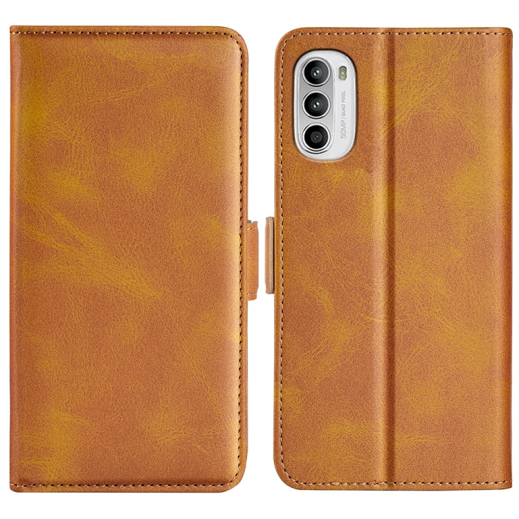For Motorola Moto G52 4G Dual-side Magnetic Buckle Horizontal Flip Leather Phone Case
