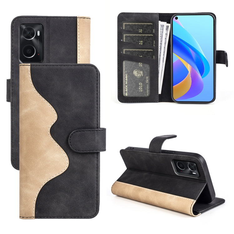 For OPPO A36 / A76 Stitching Horizontal Flip Leather Phone Case