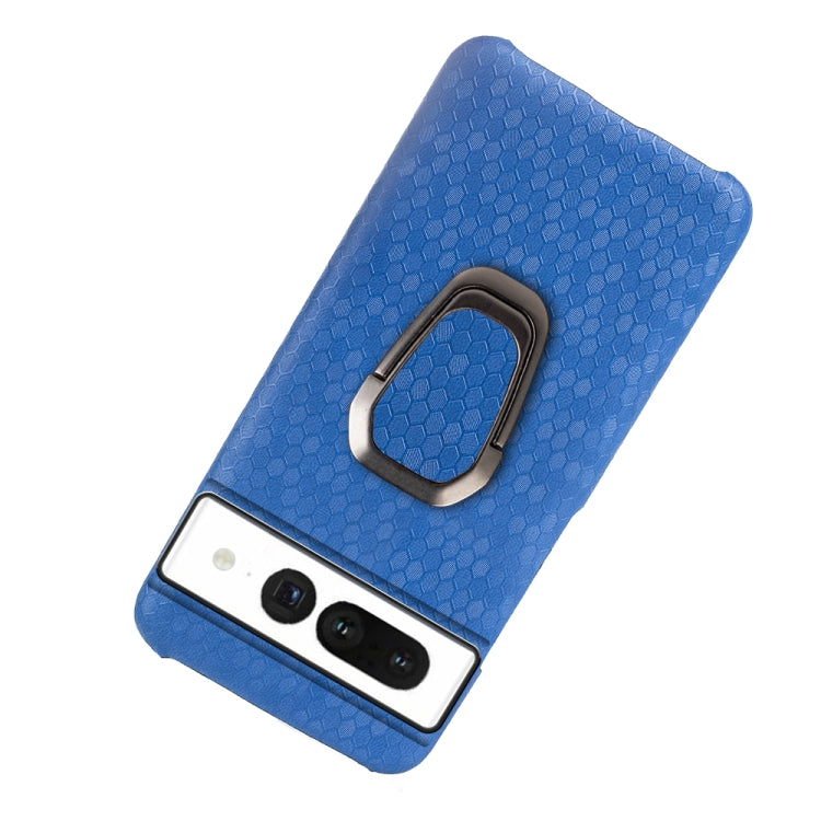 For Google Pixel 7 Ring Holder Honeycomb PU Skin Phone Case