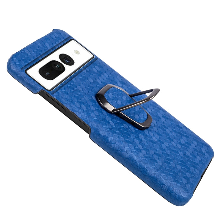 For Google Pixel 7 Ring Holder Honeycomb PU Skin Phone Case