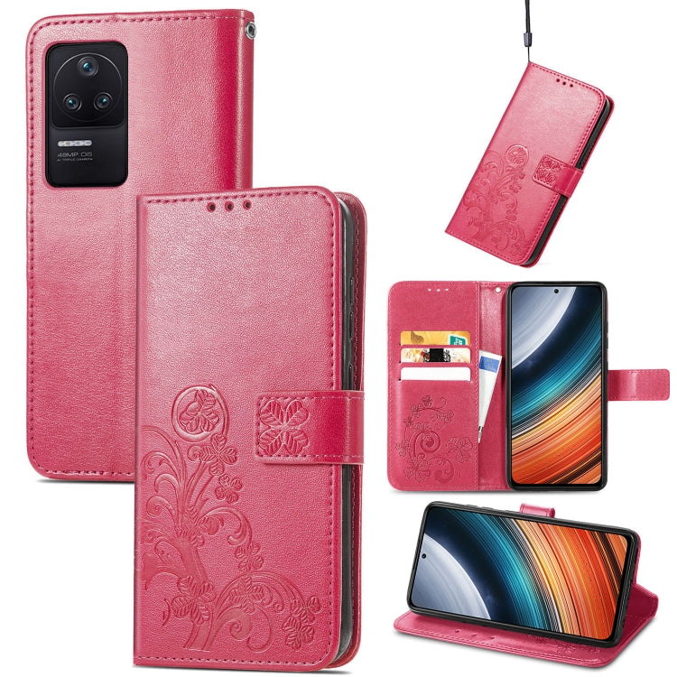 For Xiaomi Redmi K40S Four-leaf Clasp Embossed Buckle Leather Phone Case