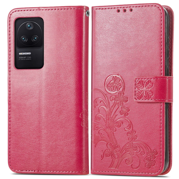For Xiaomi Redmi K40S Four-leaf Clasp Embossed Buckle Leather Phone Case