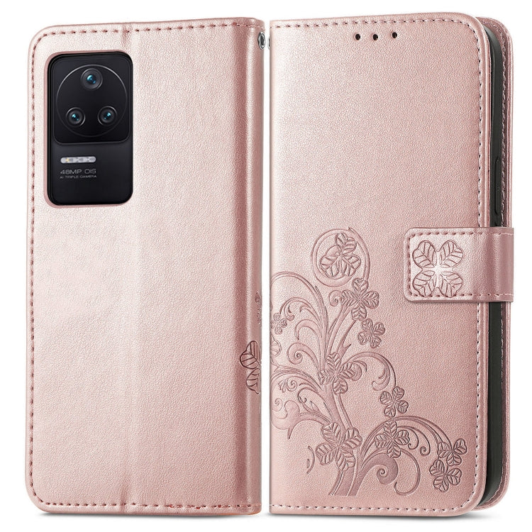 For Xiaomi Redmi K40S Four-leaf Clasp Embossed Buckle Leather Phone Case
