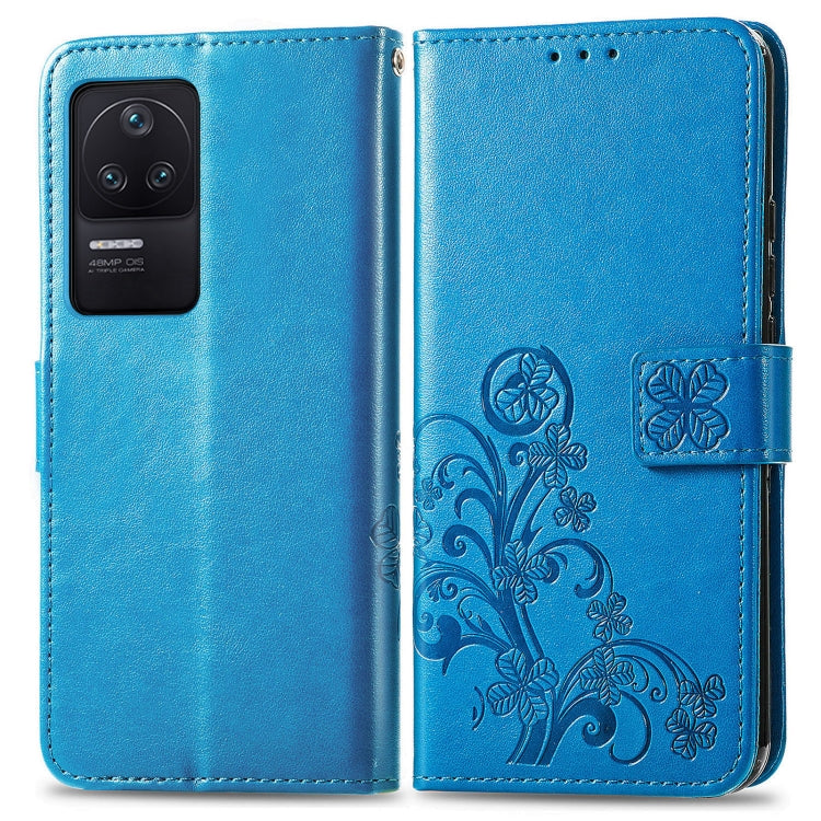 For Xiaomi Redmi K40S Four-leaf Clasp Embossed Buckle Leather Phone Case