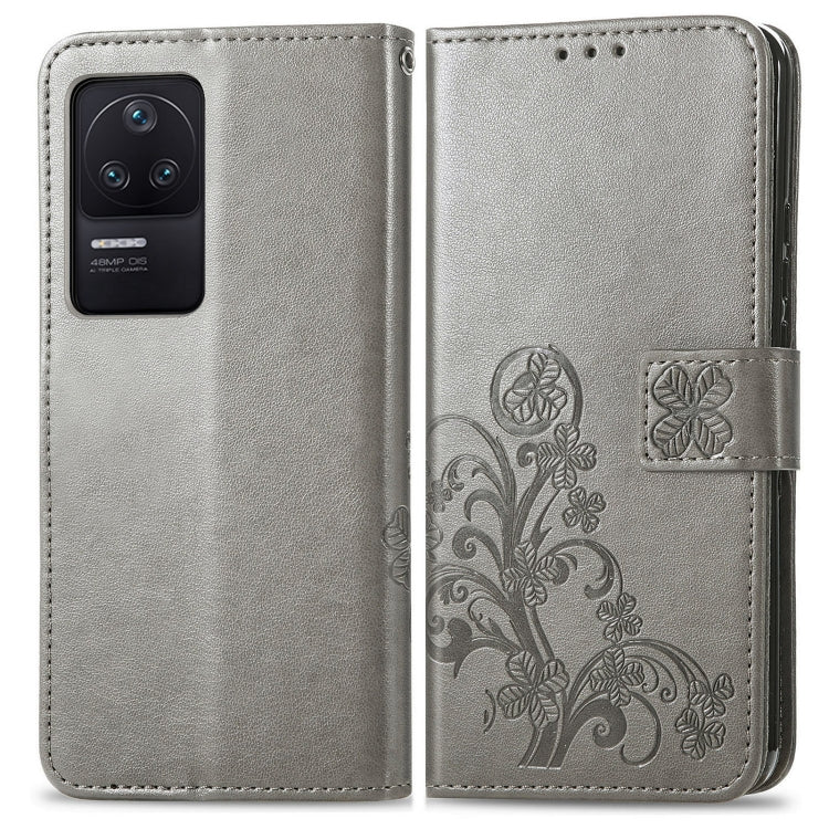 For Xiaomi Redmi K40S Four-leaf Clasp Embossed Buckle Leather Phone Case