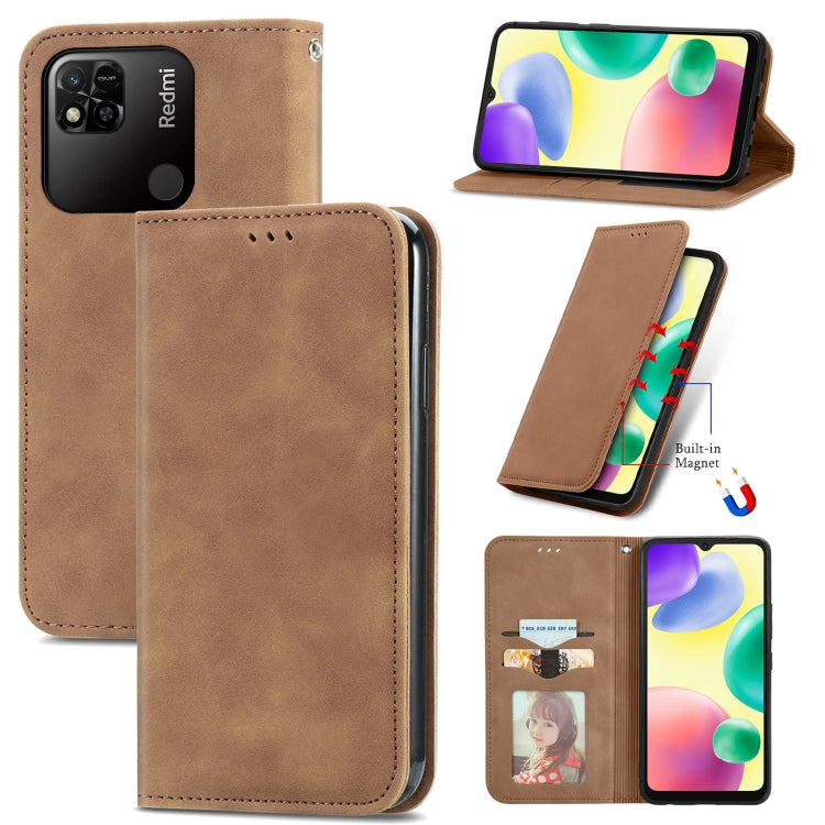 For Xiaomi Redmi 10A Retro Skin Feel Magnetic Leather Phone Case