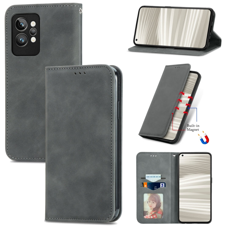 For OPPO Realme GT2 Pro Retro Skin Feel Magnetic Leather Phone Case