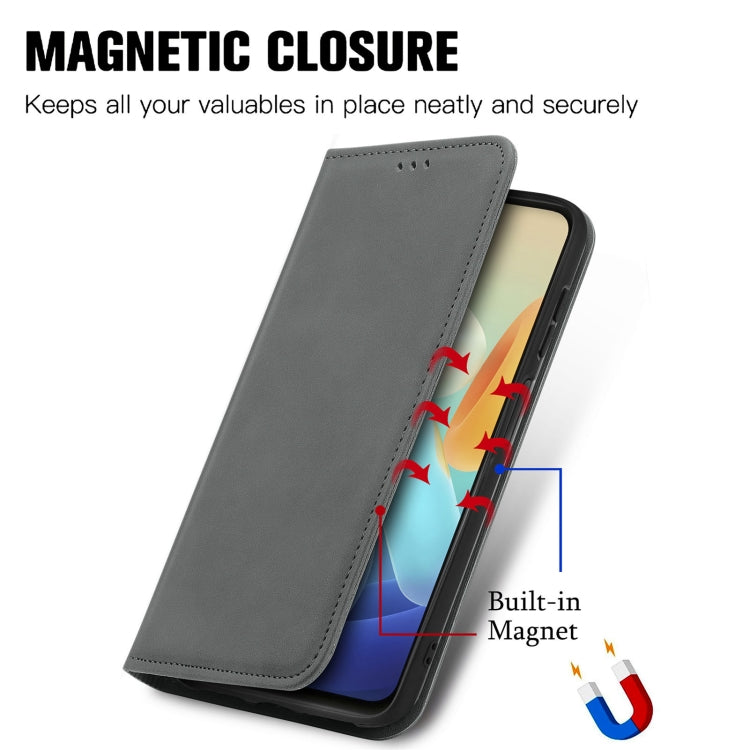For vivo Y55 5G Retro Skin Feel Magnetic Leather Phone Case