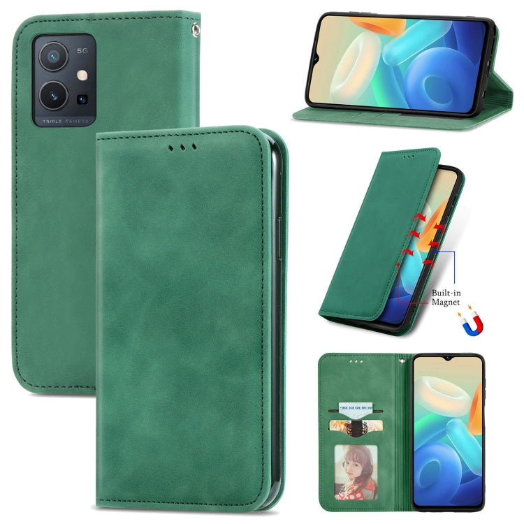 For vivo Y55 5G Retro Skin Feel Magnetic Leather Phone Case