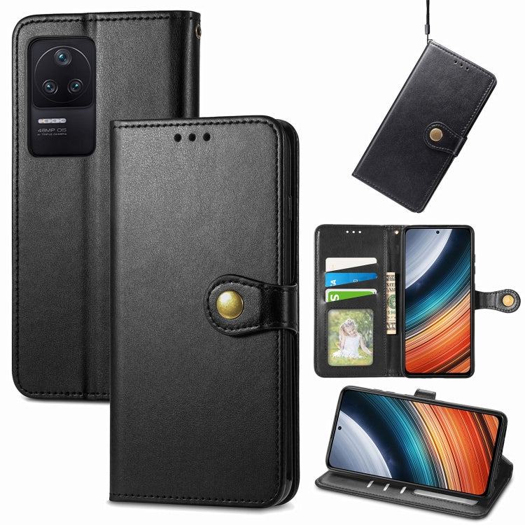 For Xiaomi Redmi K40S Retro Solid Color Buckle Leather Phone Case