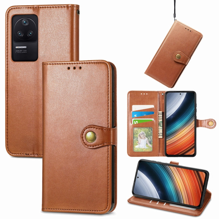 For Xiaomi Redmi K40S Retro Solid Color Buckle Leather Phone Case