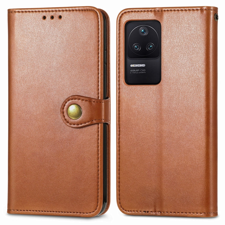 For Xiaomi Redmi K40S Retro Solid Color Buckle Leather Phone Case