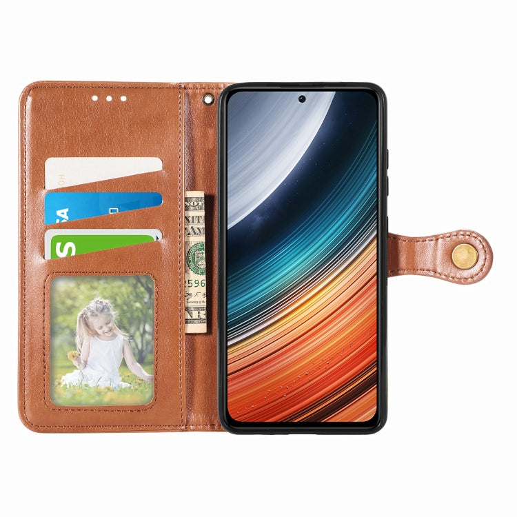 For Xiaomi Redmi K40S Retro Solid Color Buckle Leather Phone Case