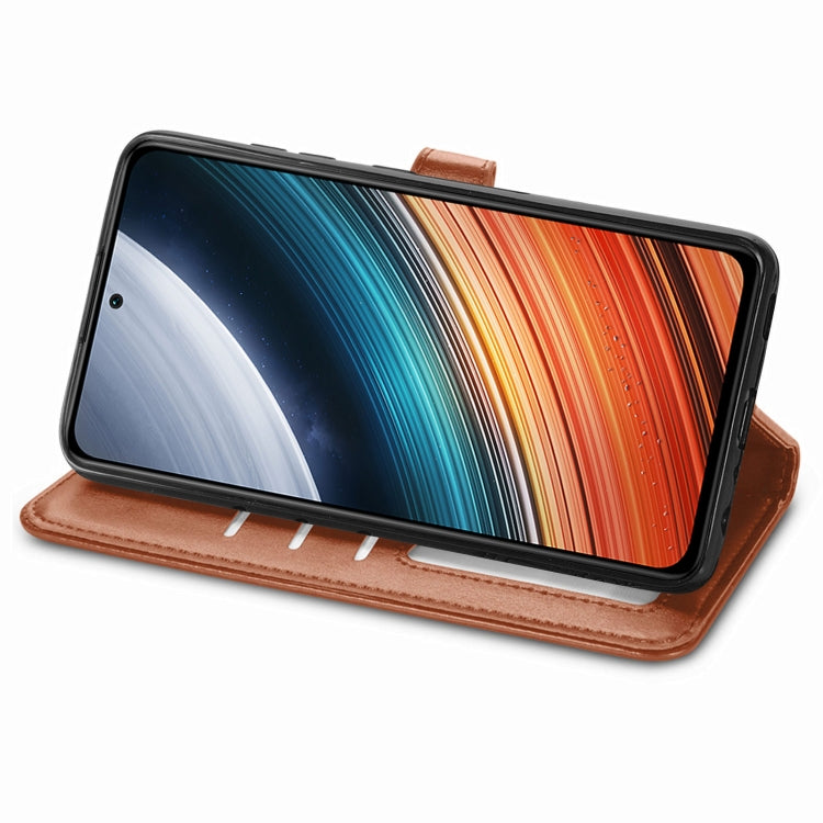 For Xiaomi Redmi K40S Retro Solid Color Buckle Leather Phone Case