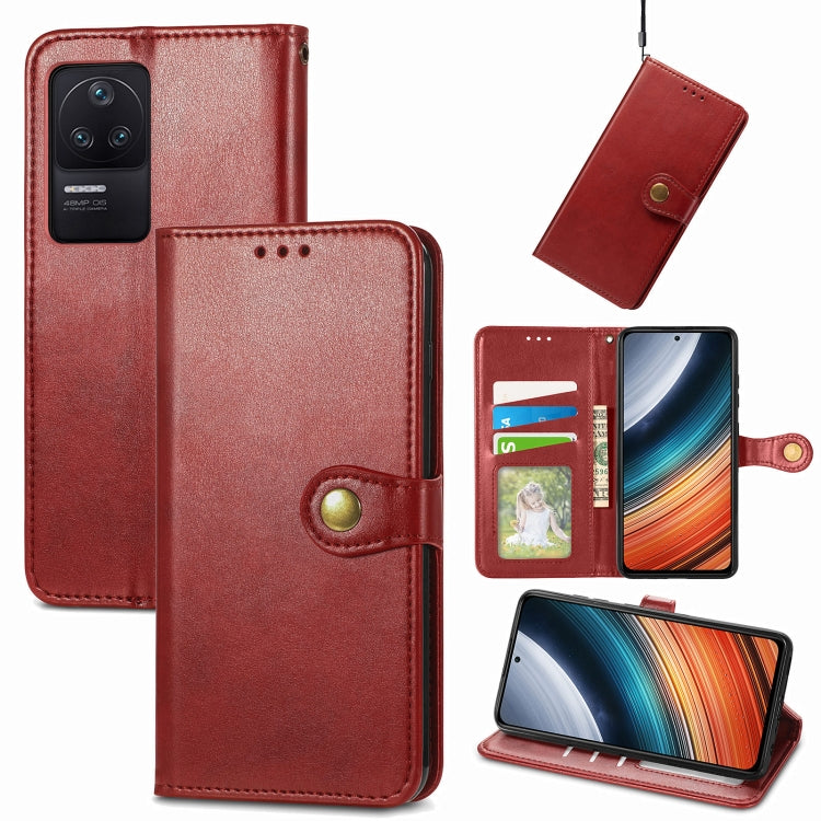 For Xiaomi Redmi K40S Retro Solid Color Buckle Leather Phone Case
