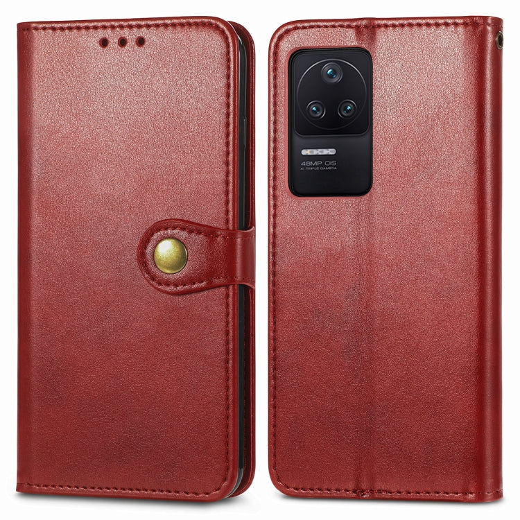 For Xiaomi Redmi K40S Retro Solid Color Buckle Leather Phone Case