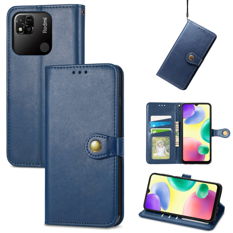 For Xiaomi Redmi 10A Retro Solid Color Buckle Leather Phone Case
