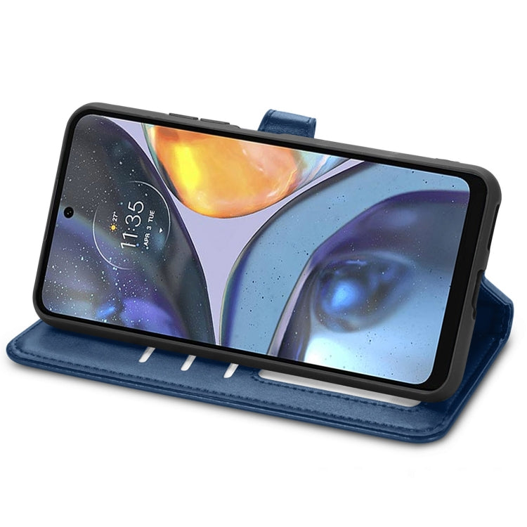 For Motorola Moto G22 Retro Solid Color Buckle Leather Phone Case