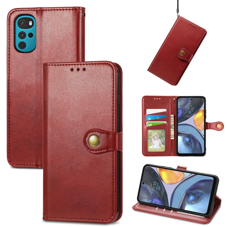 For Motorola Moto G22 Retro Solid Color Buckle Leather Phone Case