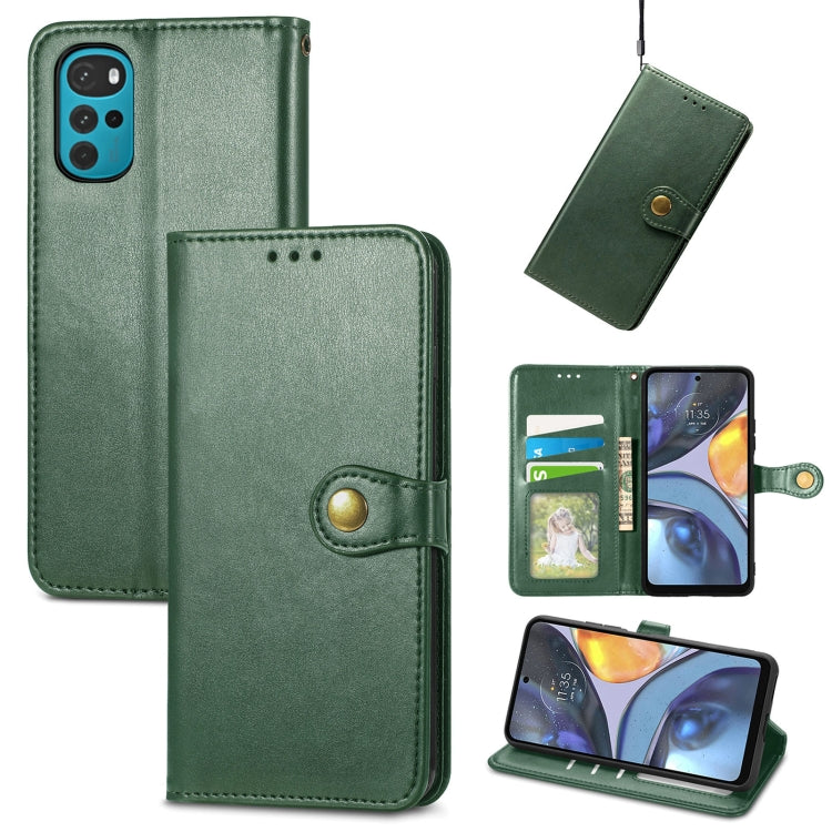 For Motorola Moto G22 Retro Solid Color Buckle Leather Phone Case