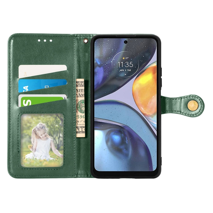 For Motorola Moto G22 Retro Solid Color Buckle Leather Phone Case