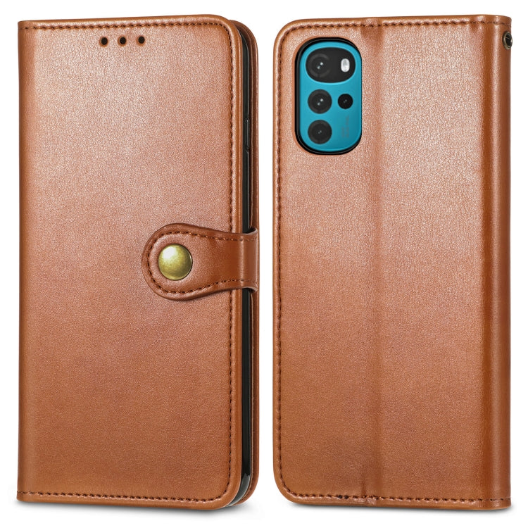 For Motorola Moto G22 Retro Solid Color Buckle Leather Phone Case