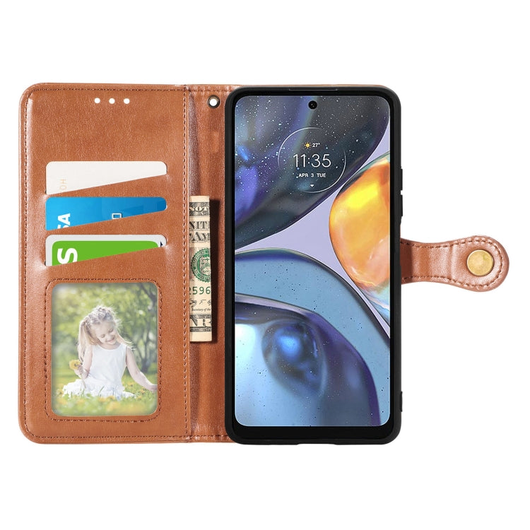 For Motorola Moto G22 Retro Solid Color Buckle Leather Phone Case
