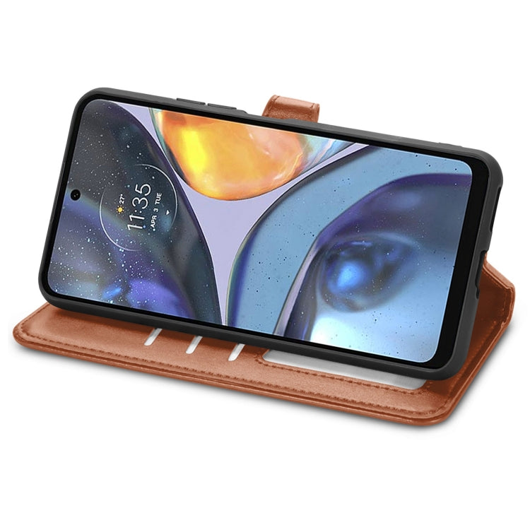 For Motorola Moto G22 Retro Solid Color Buckle Leather Phone Case